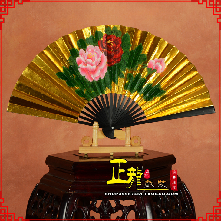 天祝京剧戏曲戏剧贵妃醉酒牡丹折扇儿童扇子7寸8寸9寸 金扇
