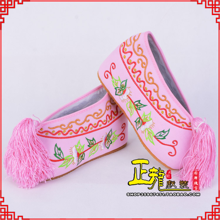 天祝花旦鞋女绣花彩鞋 舒适款草花内高彩鞋
