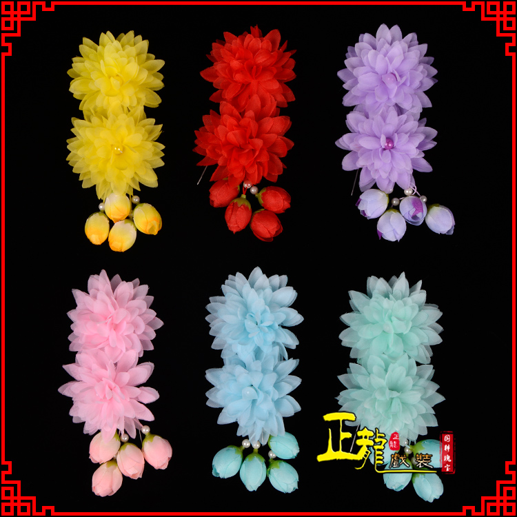 天祝头饰化妆包头小姐鬓花头饰戏服头饰 纱兰花